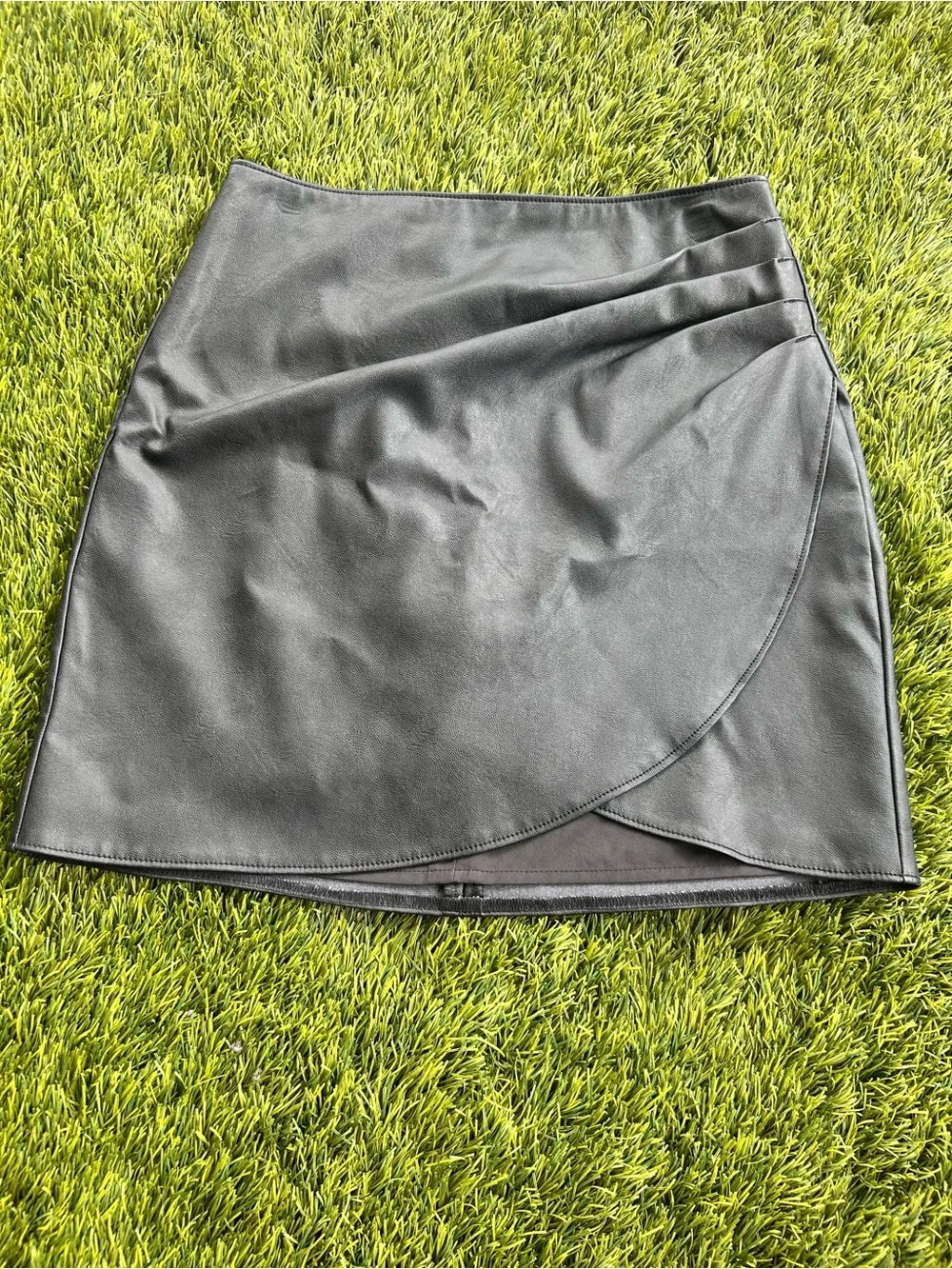Abercrombie & Fitch Black Faux Leather Wrap Mini Skirt